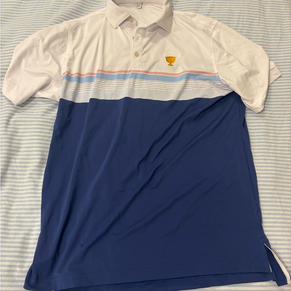 Peter Millar White and Navy Polo Shirt